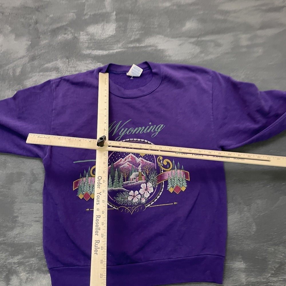 Vintage Wyoming Graphic Sweatshirt Men Medium Purple 1990s Jerzees - Picture 5 of 8